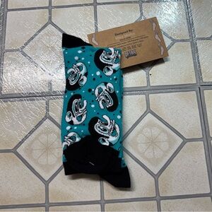 Teal and Black Men's Socks